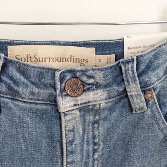 Soft Surroundings The Ultimate Denim High Rise Shimmer Skinny Jeans Size 10 New - Picture 3 of 6